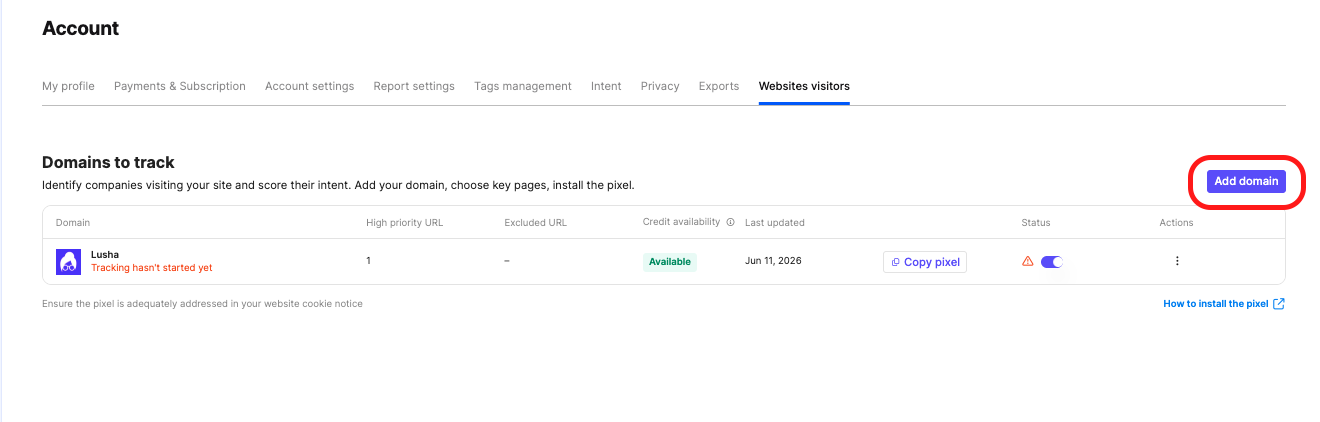 Add domain settings