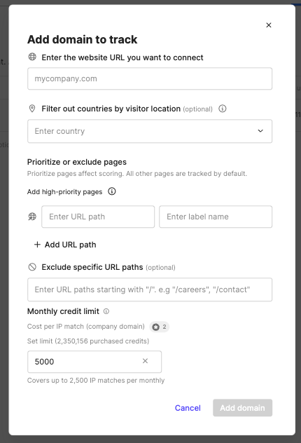 Domain configuration settings